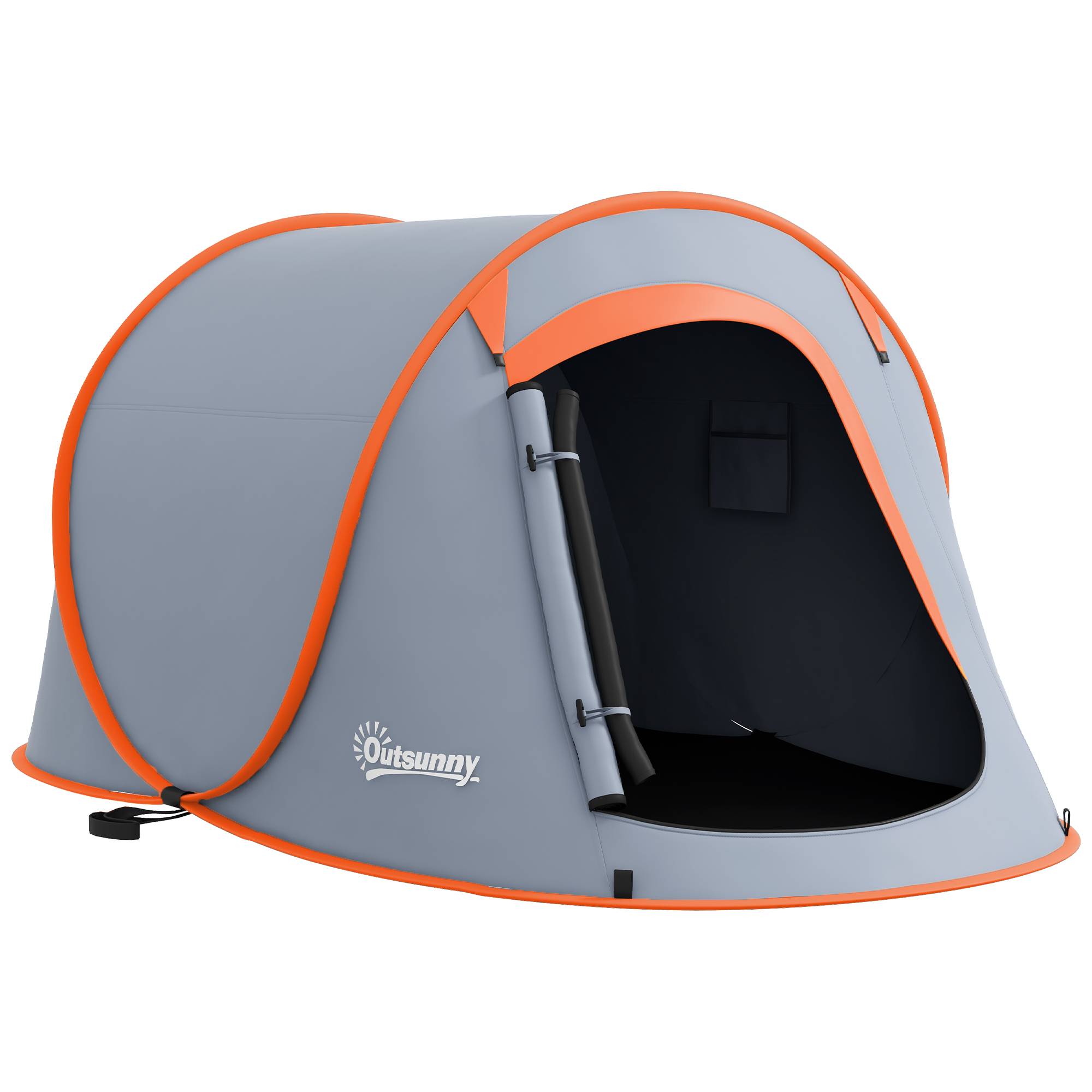 Tente pliante pliable pour 2 à 3 personnes, imperméable (2000 mm), avec sac de transport, 245 x 148 x 105 cm, grise - Image 1