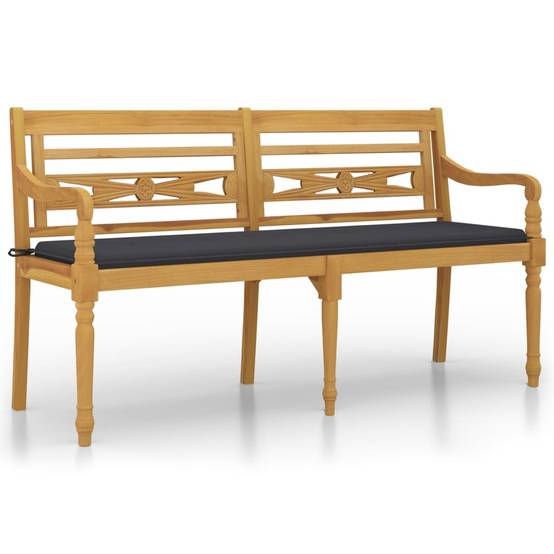 PANGIVO - Banc de jardin bois de teck anthracite 150 x 51.5 x 84 cm, Poids:19.24kg - PANGIVO - Image 2