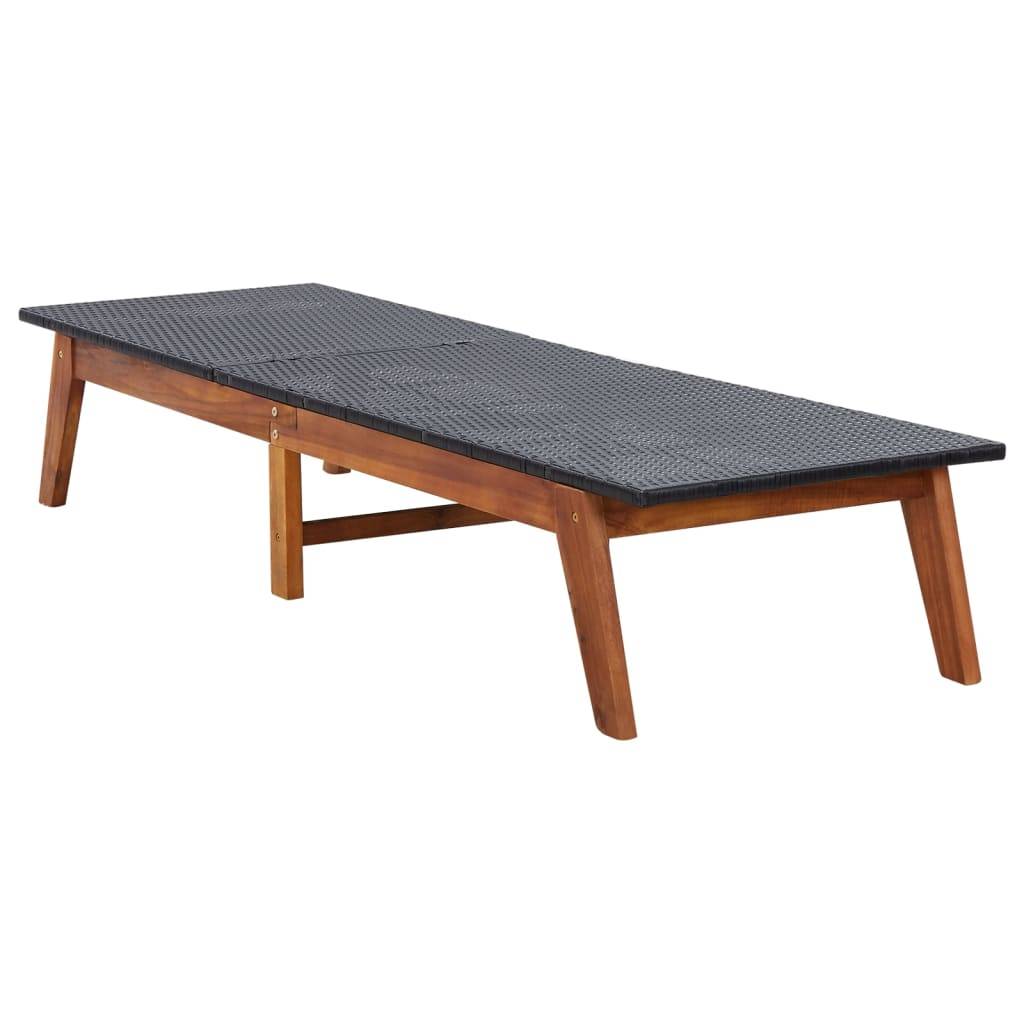 Helloshop26 - Transat chaise longue bain de soleil lit de jardin terrasse meuble d'extérieur 200 x 60 x (34-86) cm résine tressée et bois d'acacia massif - Imagen 2