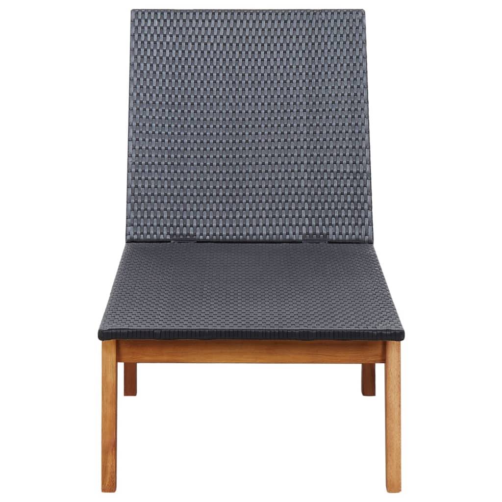 Helloshop26 - Transat chaise longue bain de soleil lit de jardin terrasse meuble d'extérieur 200 x 60 x (34-86) cm résine tressée et bois d'acacia massif - Imagen 3