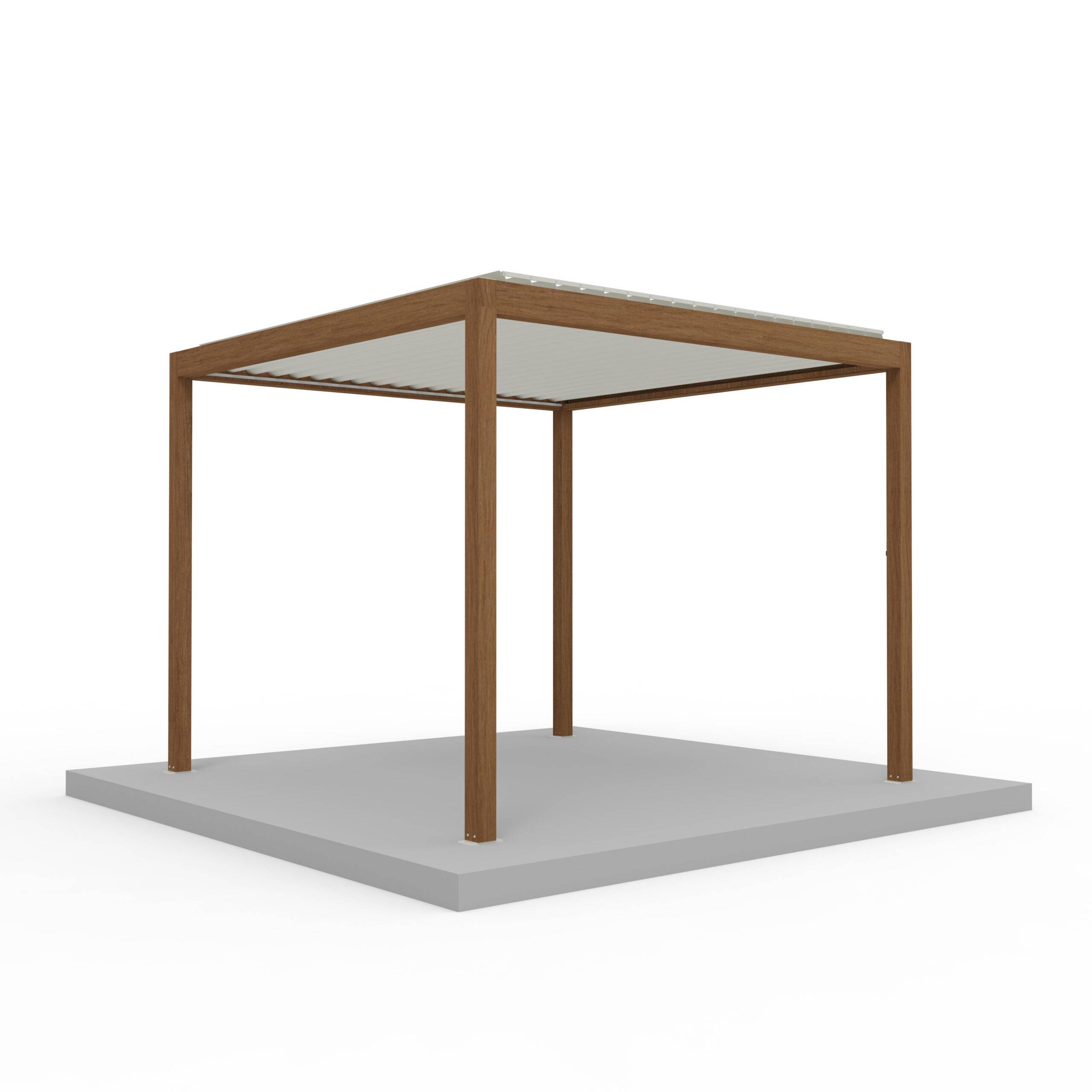 Pergola Bioclimatique Autoportante Motorisée Éclairée Aluminium 3x3 Aspect Bois SV ORIAL France - Image 2