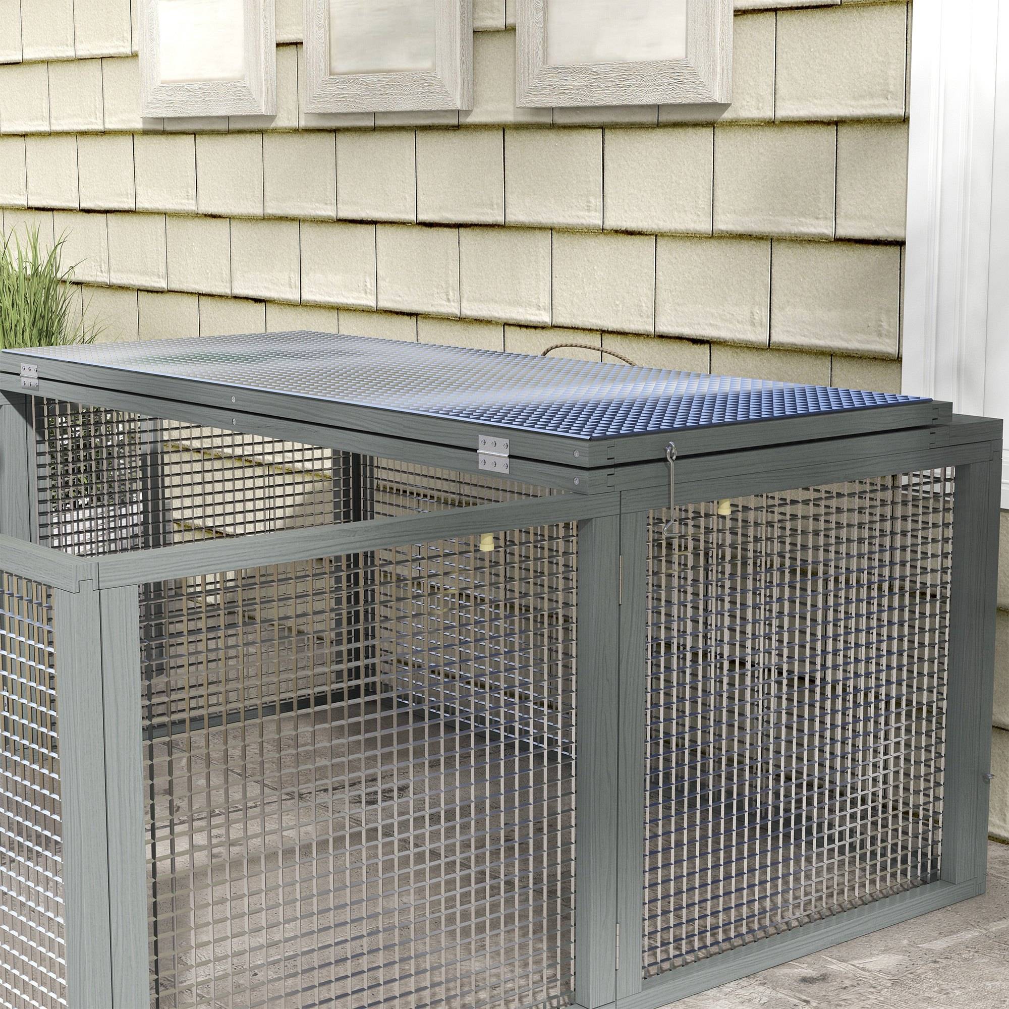 Cage petits animaux, lapins, toit ouvrant, sapin, 110 x 105 x 50 cm, gris - Image 9
