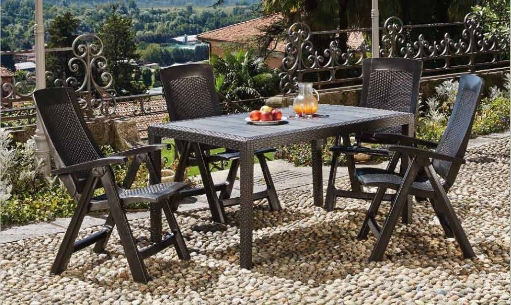 Dmora - Table d'extérieur Dmachac, Étagère à manger rectangulaire, Table de jardin polyvalente effet rotin, 150x90h72 cm, Anthracite - Dmora - Imagen 8