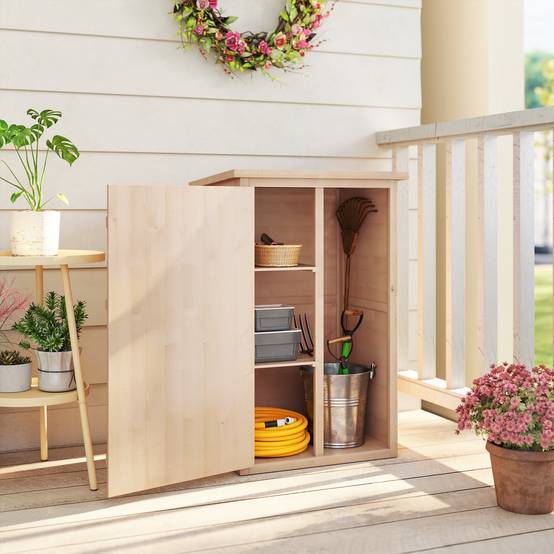 Armoire jardin, abri outils avec porte, 75x56x115 cm, sapin, brun clair - Image 9