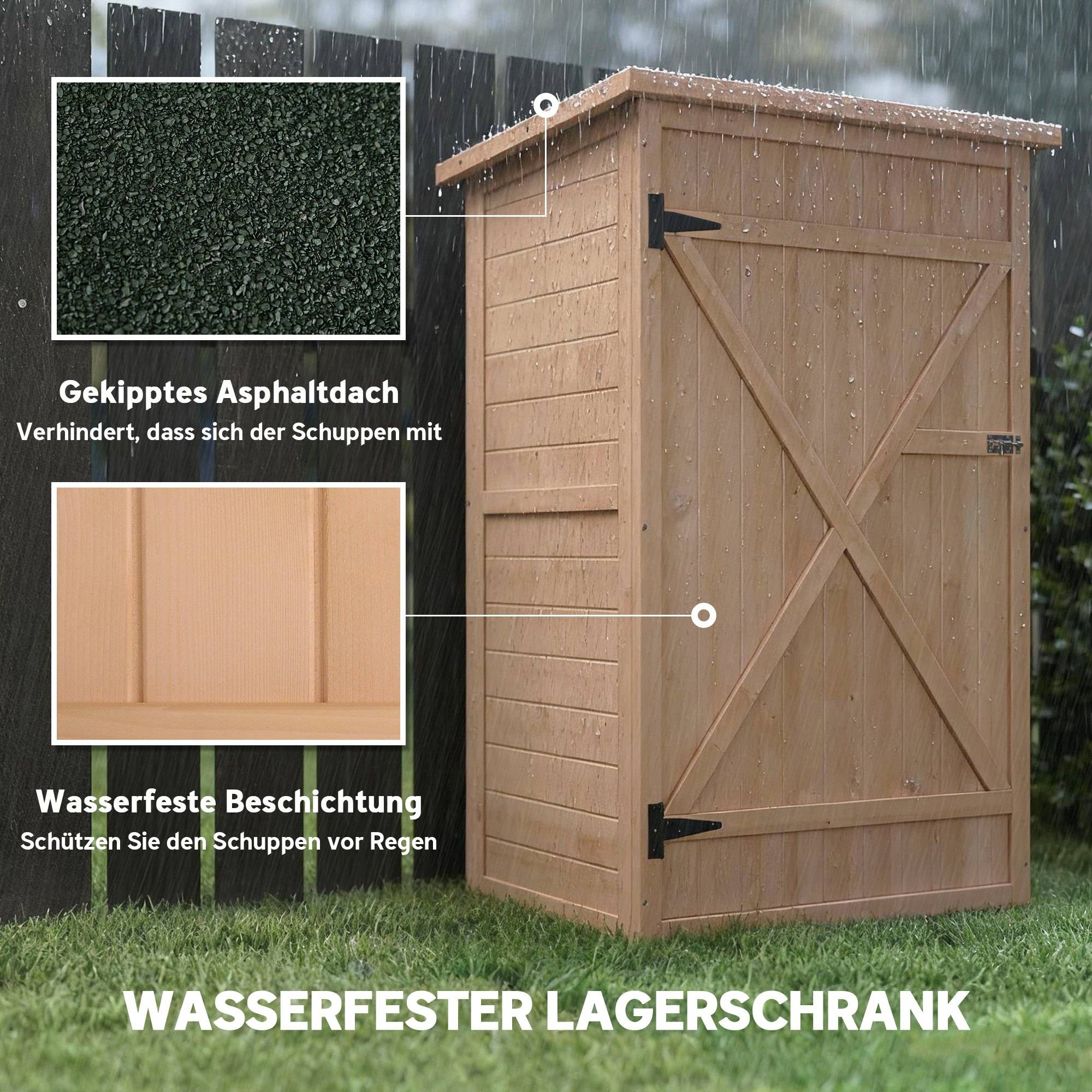 Armoire jardin, abri outils avec porte, 75x56x115 cm, sapin, brun clair - Image 7