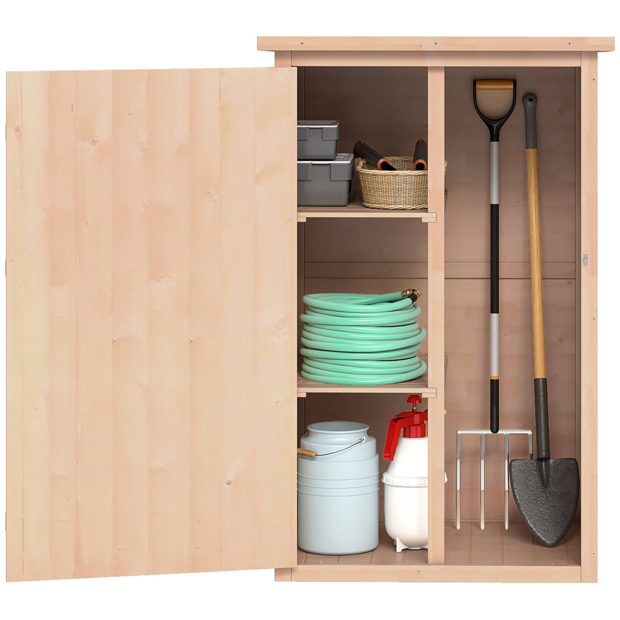 Armoire jardin, abri outils avec porte, 75x56x115 cm, sapin, brun clair - Image 2