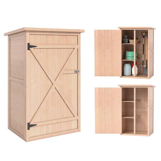 Armoire jardin, abri outils avec porte, 75x56x115 cm, sapin, brun clair - Image 1