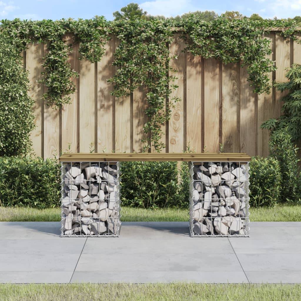 Maison Chic - Banc de jardin - Banc d'extérieur - Banquette design gabion 103x31x42 cm bois de pin imprégné - Imagen 2