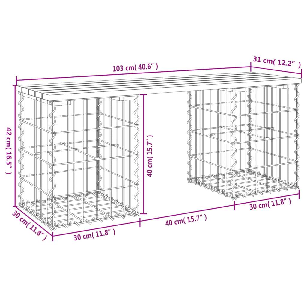 Maison Chic - Banc de jardin - Banc d'extérieur - Banquette design gabion 103x31x42 cm bois de pin imprégné - Imagen 7