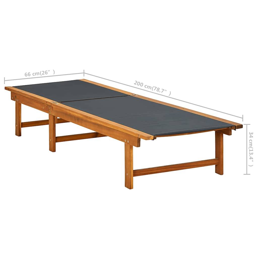 Vidaxl - Chaise longue Bois d'acacia solide et textilène vidaXL 41745 - Imagen 3