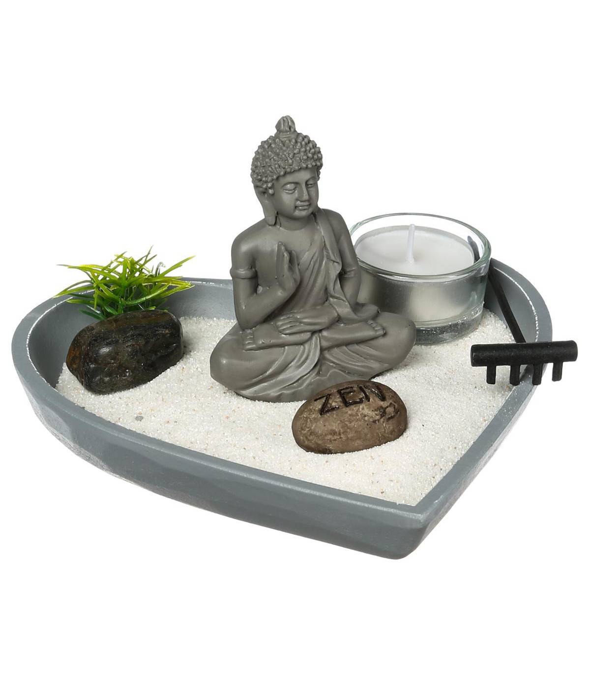 Jardin Zen Coeur Bouddha sur un plateau avec décoration - Imagen 1