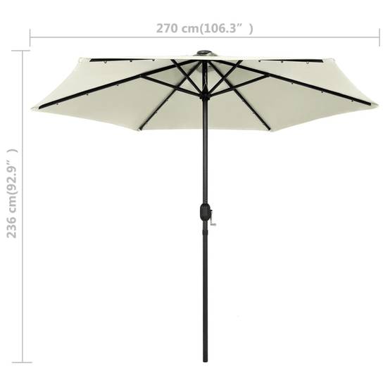 Parasol de jardin avec mât en aluminium blanc sable 270 x 236 cm - PANGIVO - Image 6