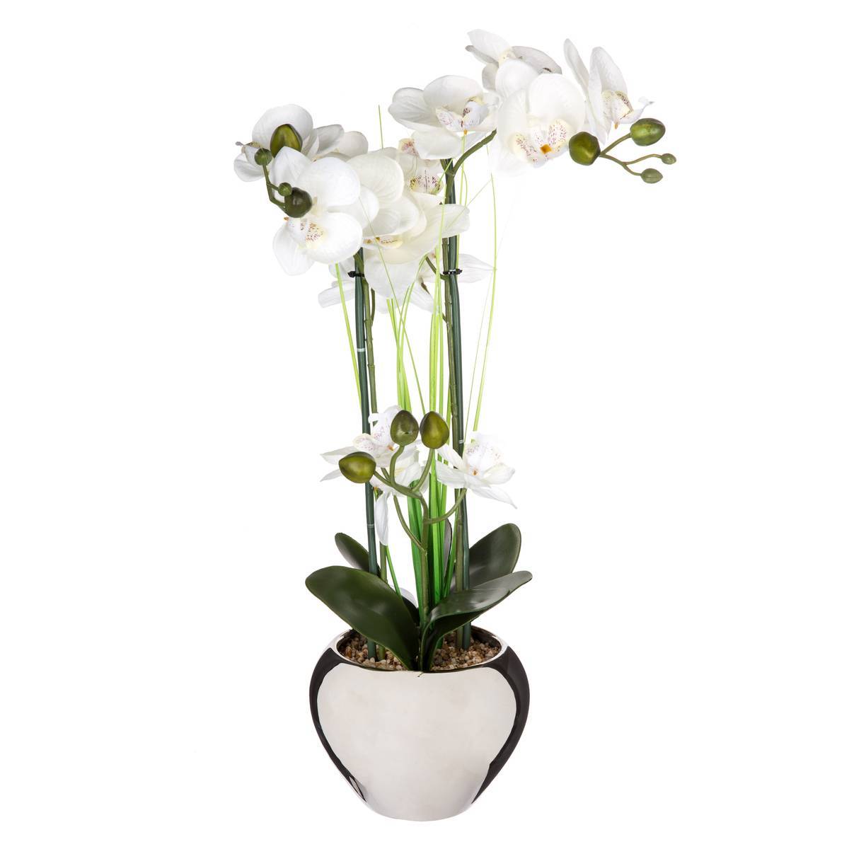 Atmosphera - Orchidée artificielle vase céramique argent H53cm - Atmosphera Créateur d'intérieur - Imagen 1