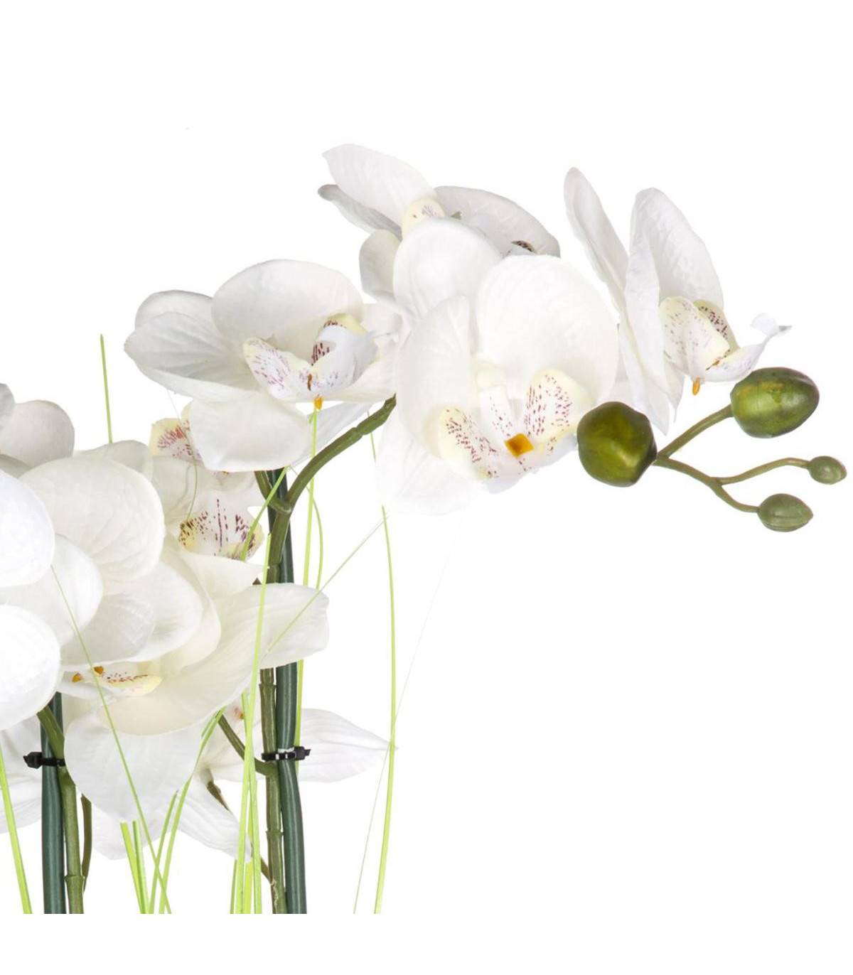Plante artificielle Orchidée dans un pot en céramique argent H 53 cm - Image 2