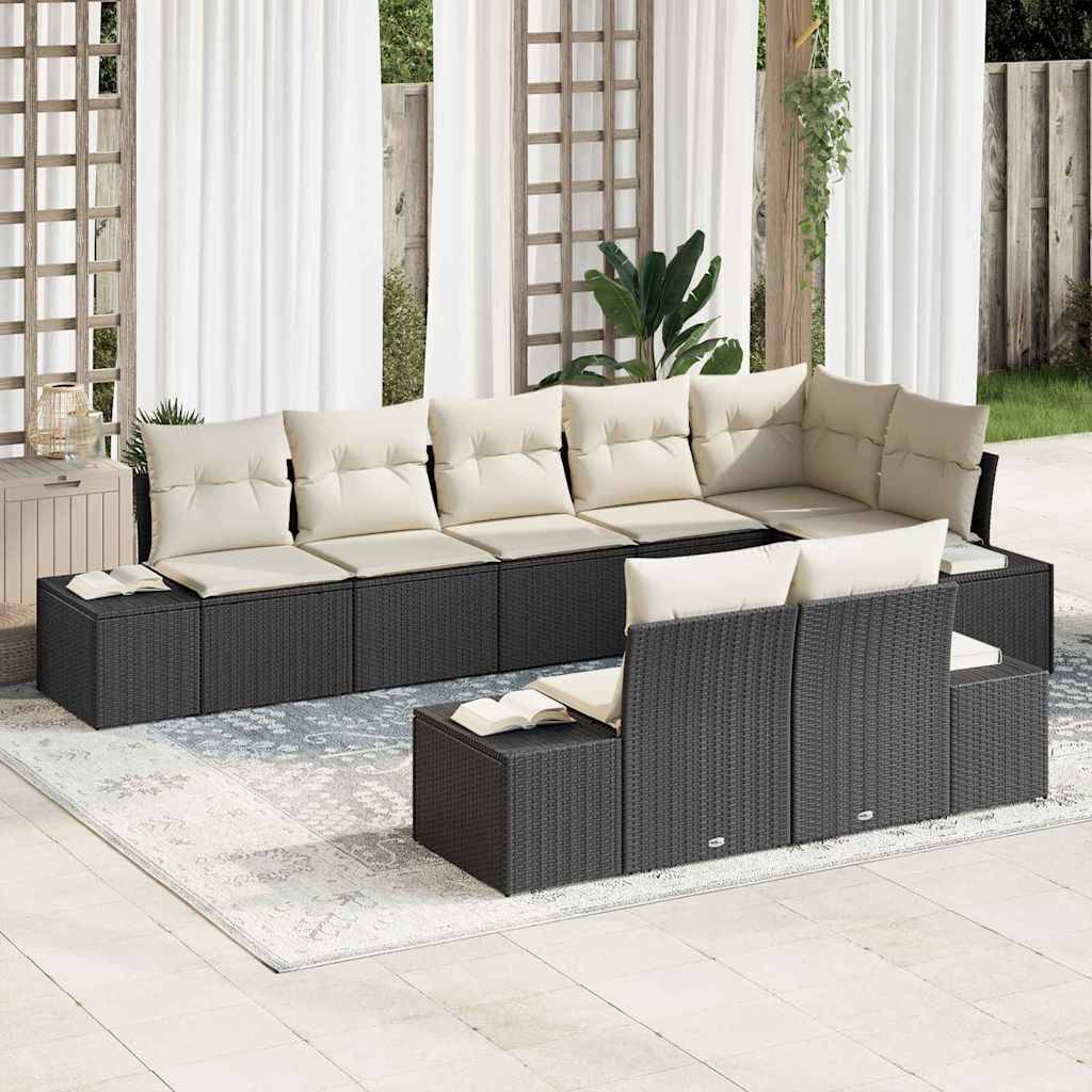 Salon de jardin 8 places modulable polyrotin bicolore pour extérieur Noir et Crème – ComfortXL Outdoor Living - Image 1