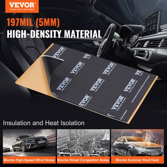 Vevor - VEVOR Tapis isolation phonique 5,1 mm, 2,3 m², caoutchouc butyle, voiture. - Image 2