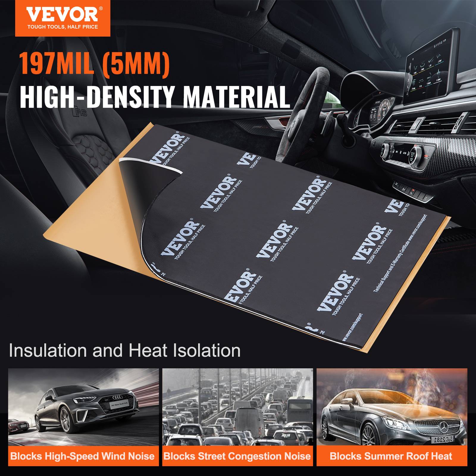 Vevor - VEVOR Tapis isolation phonique 5,1 mm, 2,3 m², caoutchouc butyle, voiture. - Image 2