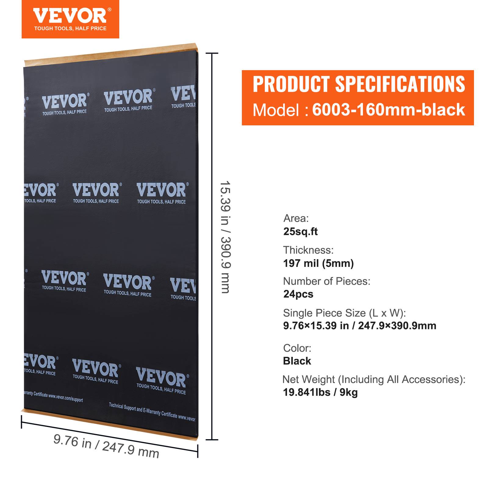 Vevor - VEVOR Tapis isolation phonique 5,1 mm, 2,3 m², caoutchouc butyle, voiture. - Image 7