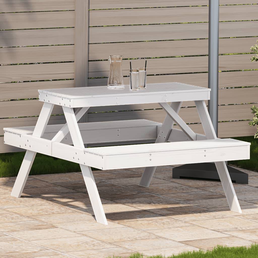 ComfortXL - Table de Pique-Nique Blanche en Bois de Pin 105cm avec Bancs pour 4 Personnes – ComfortXL Outdoor Living - Image 1