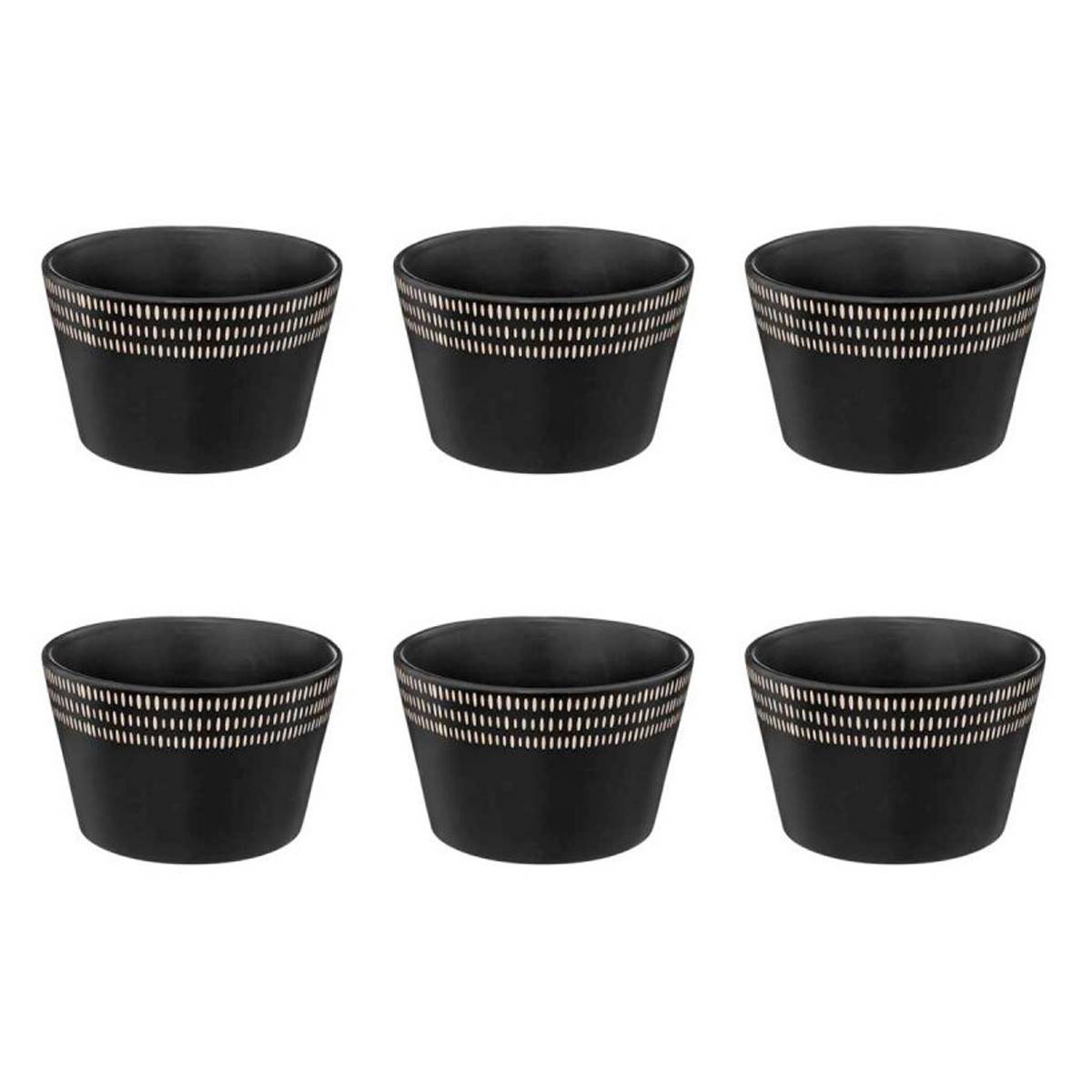 Lot de 6 Bols Ronds "Ethnikaa" 57cl Noir - Image 1