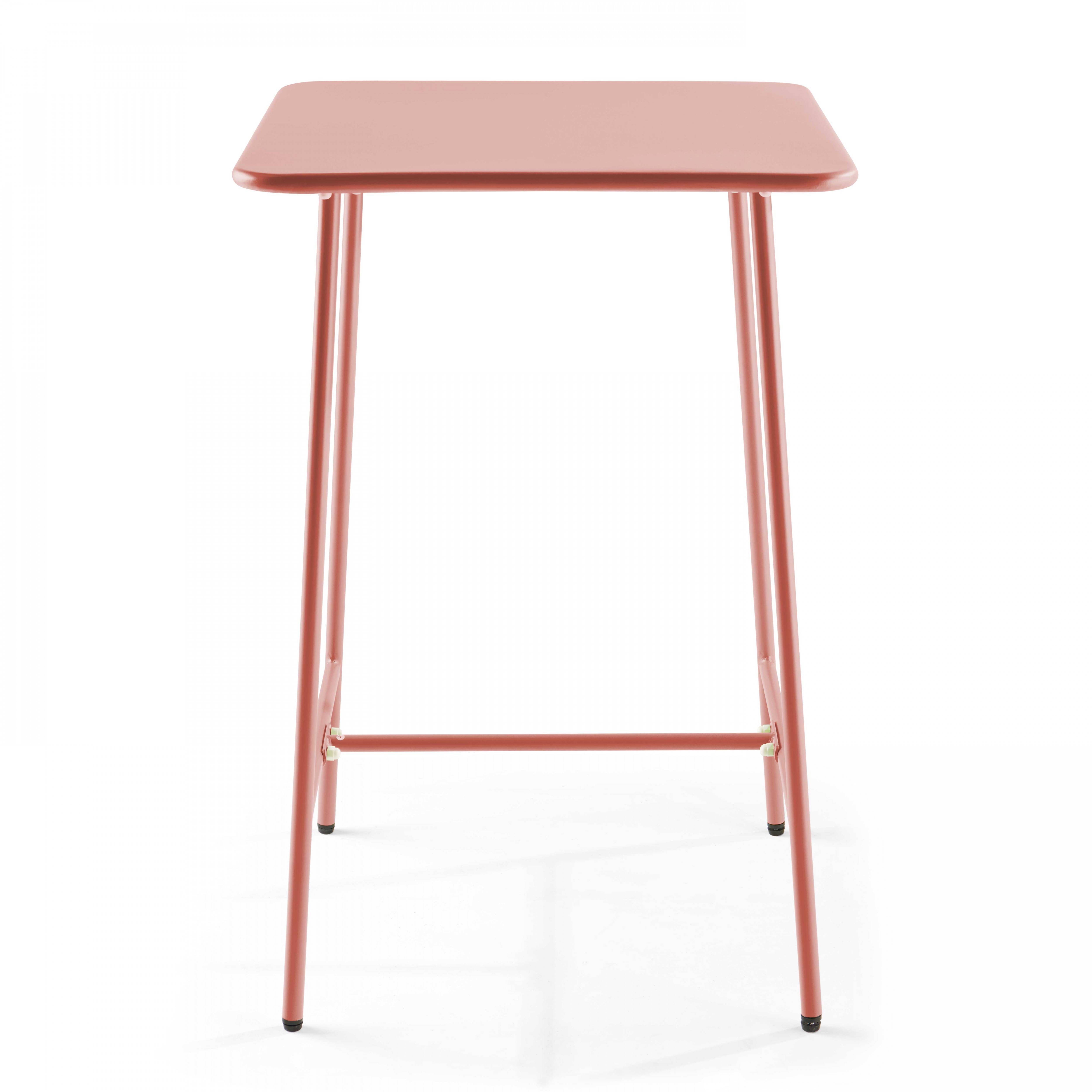 Oviala - Table haute de jardin carrée en acier argile 70cm Palavas - Oviala - Image 2