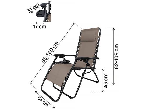 Fauteuil De Jardin Relax Zéro Gravité "sintra" - Taupe -habitat Et Jardin - Image 3
