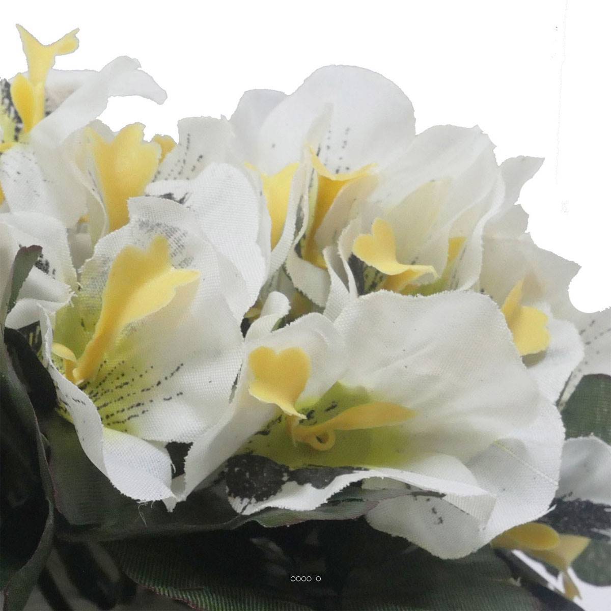 Artificielles - Bac carré fleurs artificielles Pensées Crème pour la Toussaint H 16 cm D 20 cm - couleur: Crème - Imagen 3