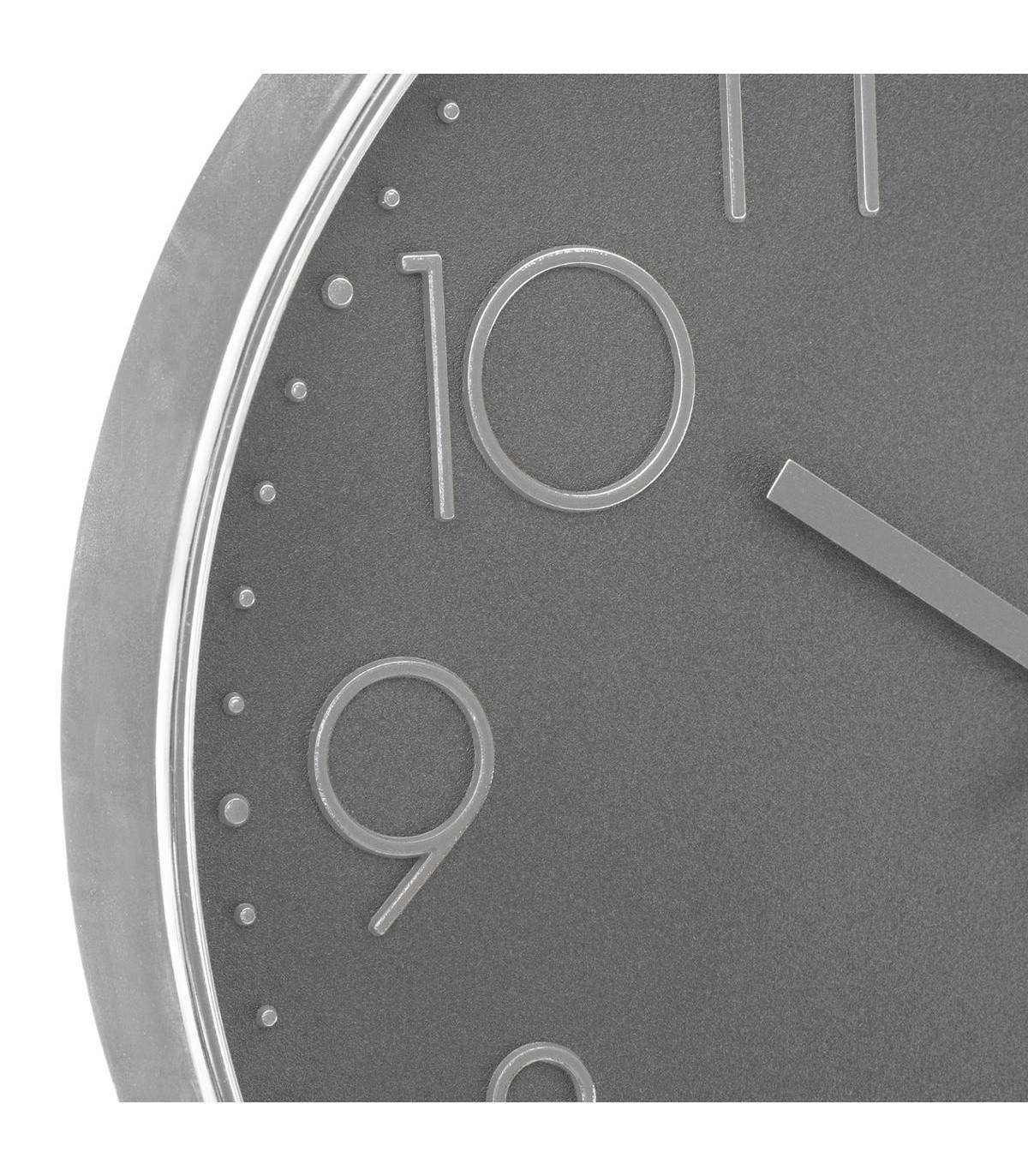 Pendule murale silencieuse contour Argent D 30 cm - Imagen 2