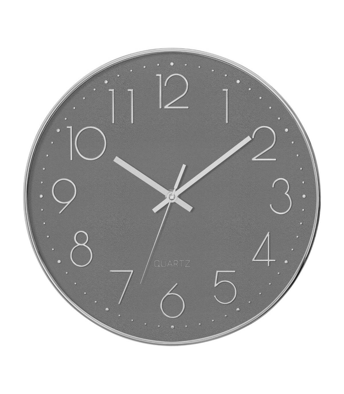 Pendule murale silencieuse contour Argent D 30 cm - Imagen 1