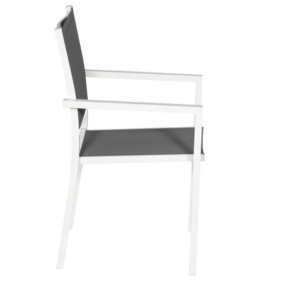 Happy Garden - Lot de 6 chaises en aluminium blanc - textilène gris - HAPPY GARDEN - Imagen 4
