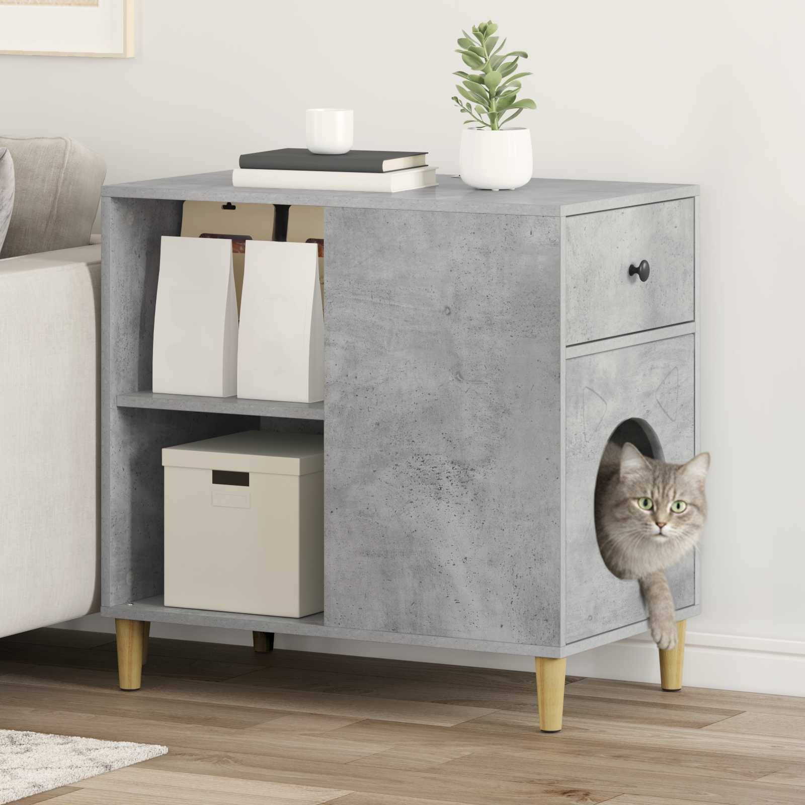 Grande Maison Chat Béton Repos Gris 72cm pour Grand Chat Industriel - ComfortXL Outdoor Living - Image 1