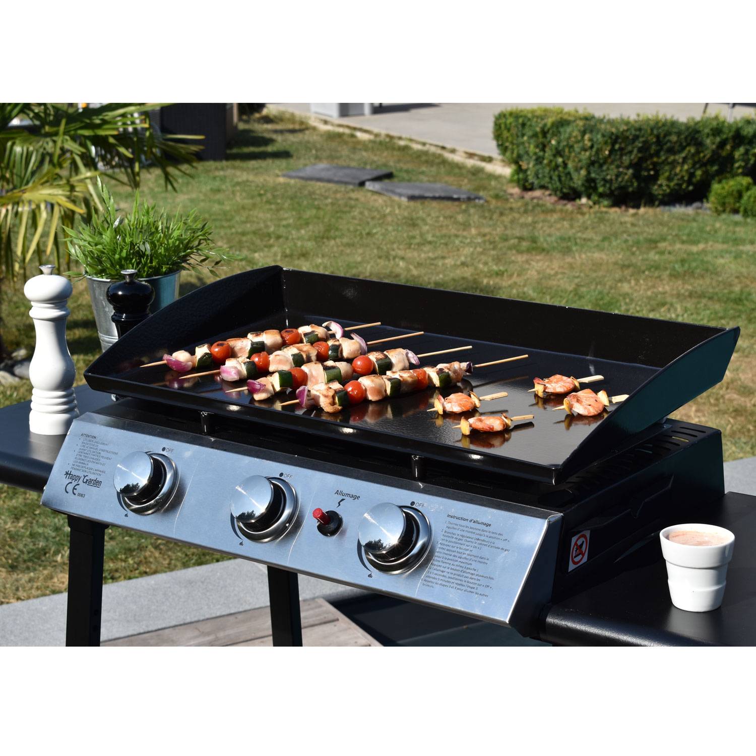Happy Garden - Plancha au gaz SÉVILLE - 3 brûleurs 7,5kW + chariot - HAPPY GARDEN - Imagen 4
