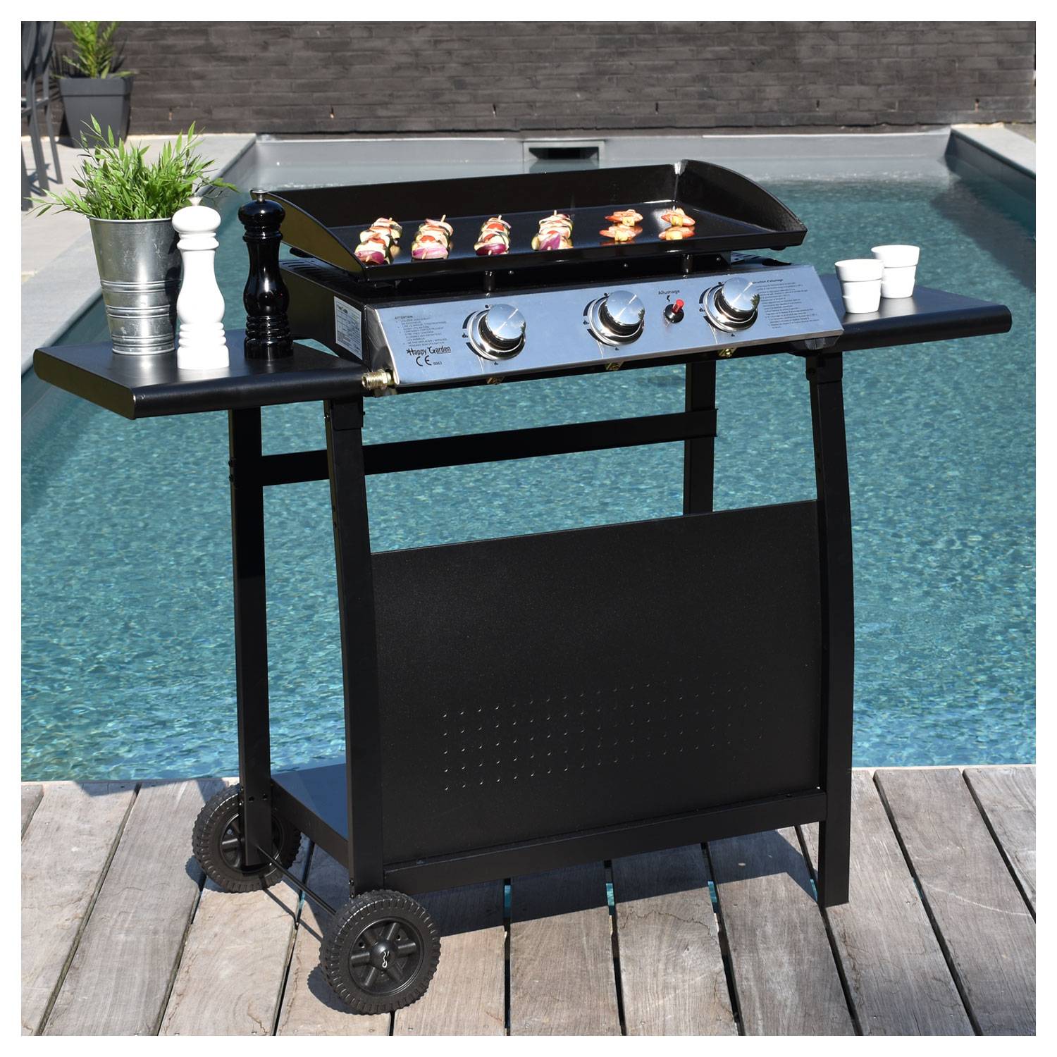 Happy Garden - Plancha au gaz SÉVILLE - 3 brûleurs 7,5kW + chariot - HAPPY GARDEN - Imagen 3