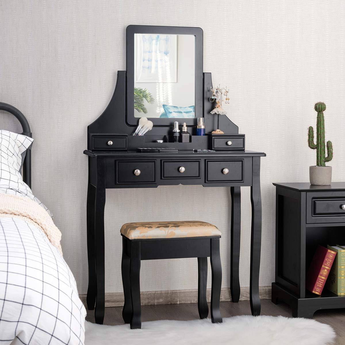 Makika Table de Maquillage / Coiffeuse JOLIE en Similicuir avec Miroir | MA Trading | Buy it Smart