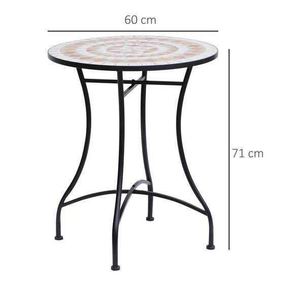 Table ronde mosaïque acier céramique orange blanc Ø60cm H71cm jardin balcon - Image 3
