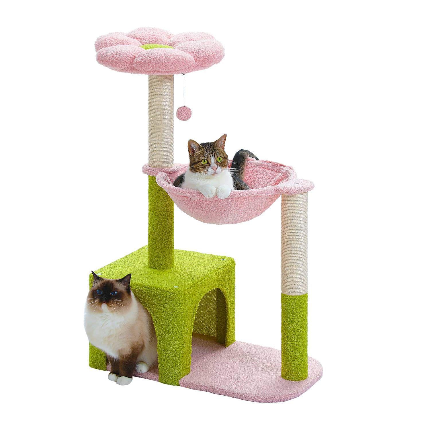 Pawzroad - Arbre à Chat Fleur 93 cm Vert / Rose PAWZ Road