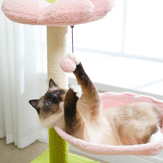 Arbre à Chat Fleur 93 cm Vert / Rose PAWZ Road - Image 4