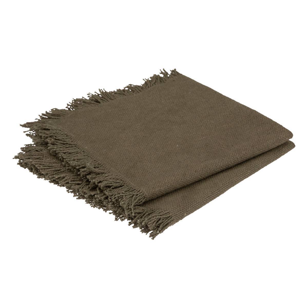Atmosphera - Lot de 2 serviettes de table "Maha" vert kaki 40x40cm - Atmosphera Créateur d'intérieur - Imagen 2