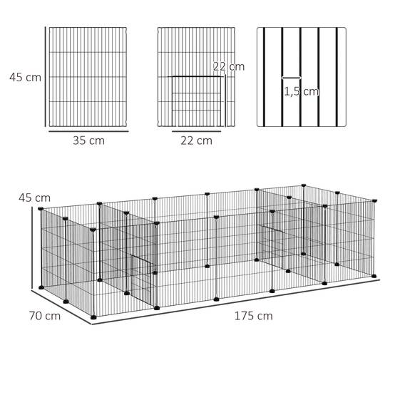 Enclos modulable acier noir 175 x 70 x 45 cm - PANGIVO - Image 5