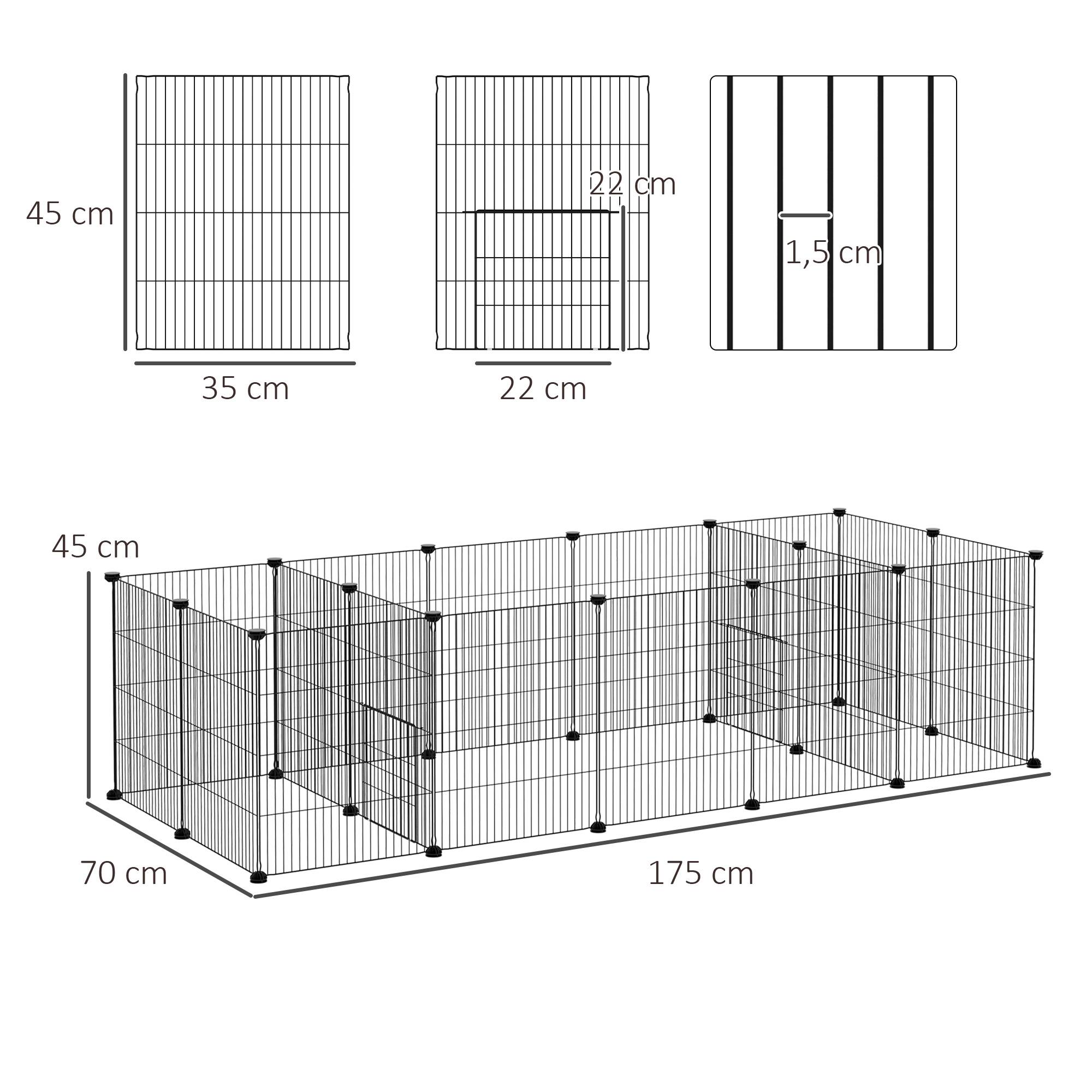 Enclos modulable acier noir 175 x 70 x 45 cm - PANGIVO - Image 5