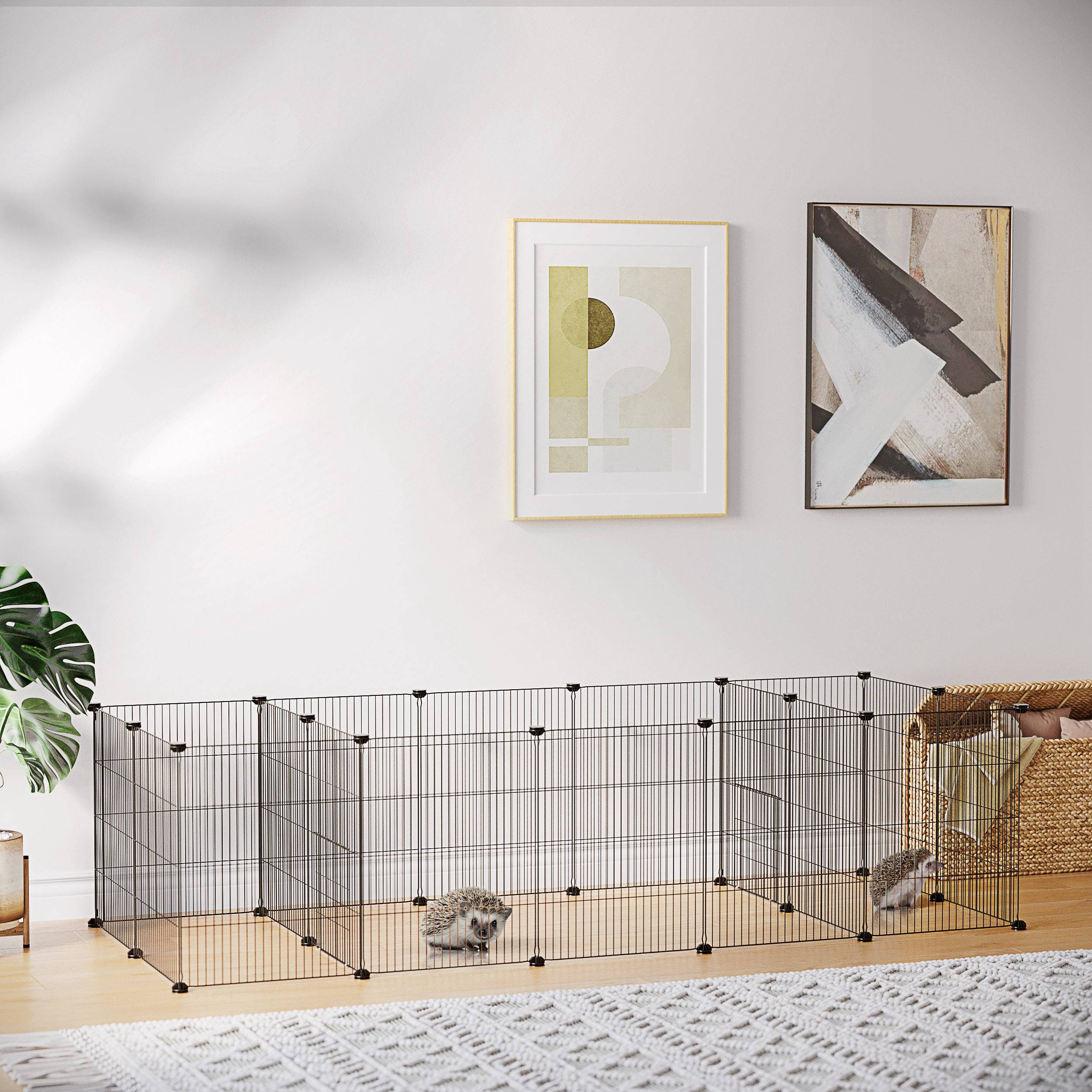 Enclos modulable acier noir 175 x 70 x 45 cm - PANGIVO - Image 4