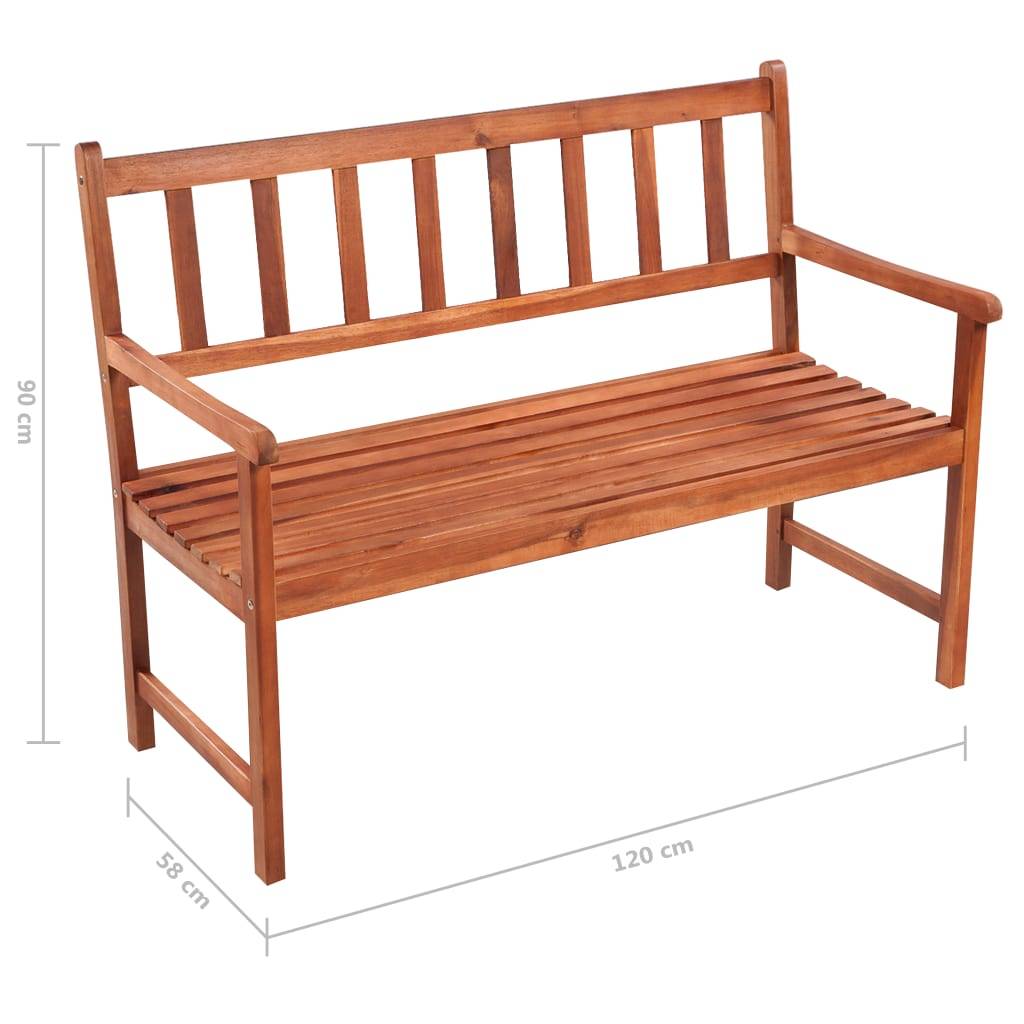 PANGIVO - Banc de jardin bois d'acacia anthracite 120 x 58 x 90 cm, Poids:13.2kg - PANGIVO - Image 9