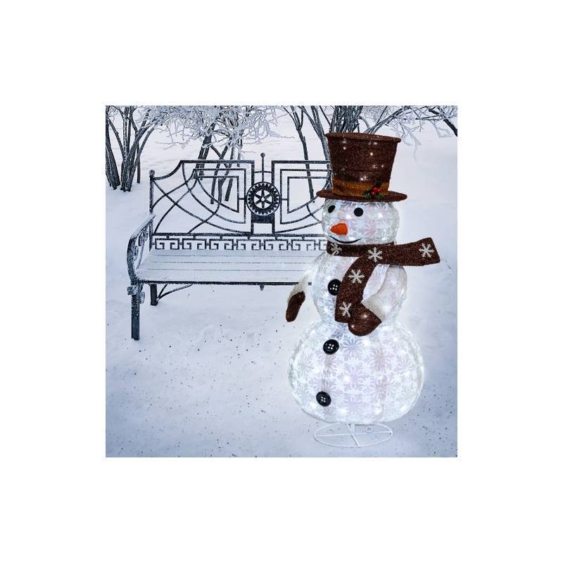 Lotti - Bonhomme de Neige lumineux extérieur repliable en tissu H90cm Led blanc froid Lotti - Imagen 2