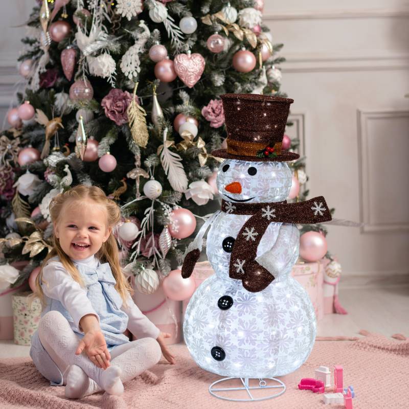 Lotti - Bonhomme de Neige lumineux extérieur repliable en tissu H90cm Led blanc froid Lotti - Imagen 4