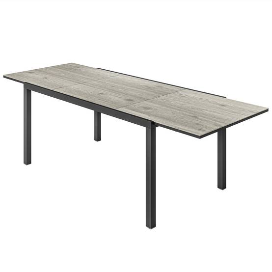 Table de jardin extensible acier et aluminium gris 160/240 x 90 x 74 cm - PANGIVO - Image 2