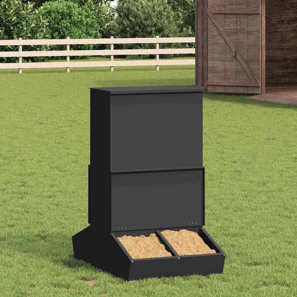 Grand Nourrisseur Porcs Acier 20kg Haute Résistance Noir - ComfortXL Outdoor Living - Image 1