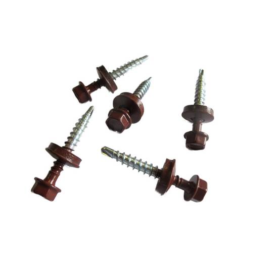 kit de 50 VIS AUTOPERCEUSES (4,9 x 35 mm) + 50 rondelles d'étanchéité pour panneaux tuiles facile - Coloris - Brun rouge mat, Longueur - 3.5 cm - Image 1