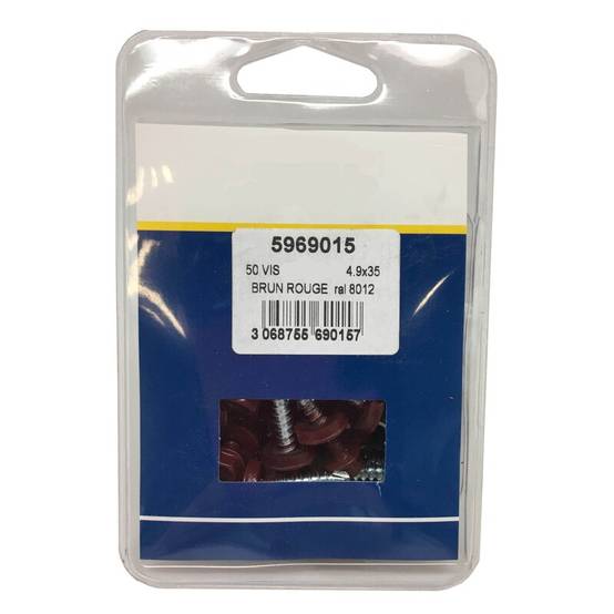kit de 50 VIS AUTOPERCEUSES (4,9 x 35 mm) + 50 rondelles d'étanchéité pour panneaux tuiles facile - Coloris - Brun rouge mat, Longueur - 3.5 cm - Image 4