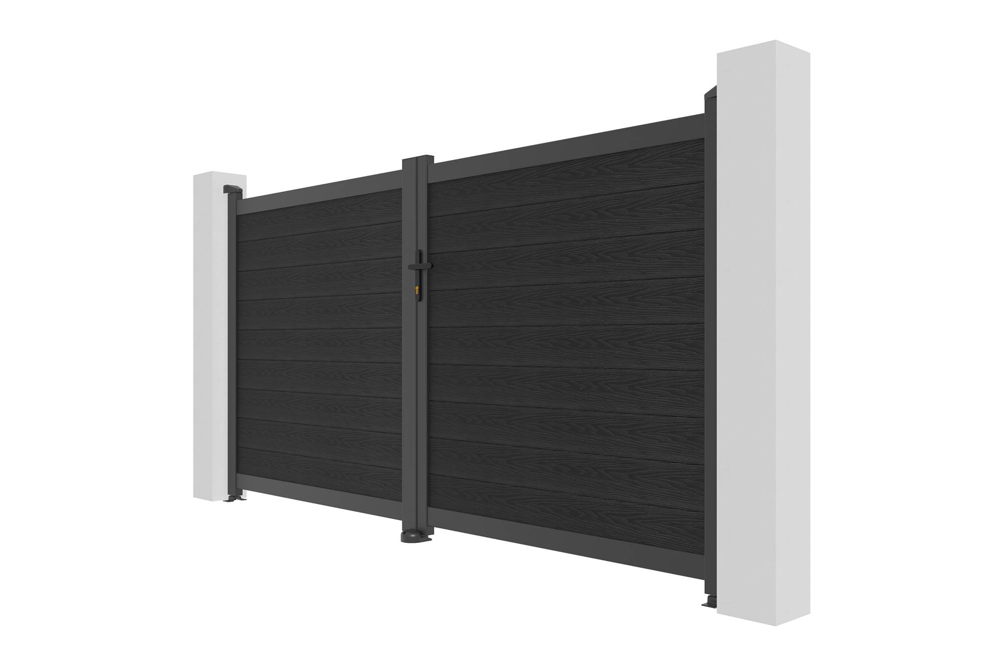 Casanoov Portail bois composite battant 3m ATHOS H.160cm gris anthracite avec cadre aluminium + portillon composite ATHOS 1m H.160cm - Image 7