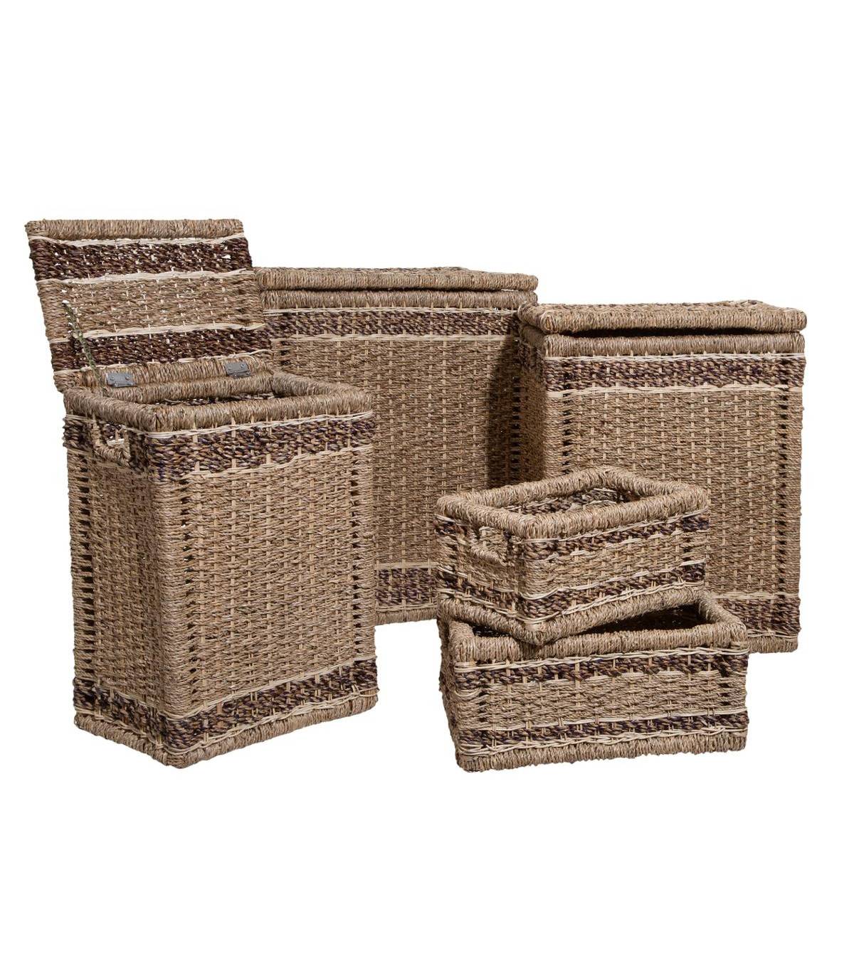 Set de 5 Paniers de rangement en Seagrass Beige et Marron - Imagen 1